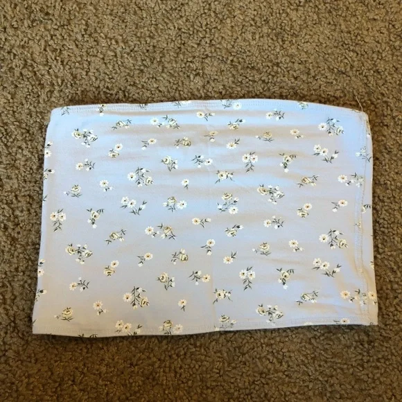 Strapless blue floral reversible top - Picture 3 of 3